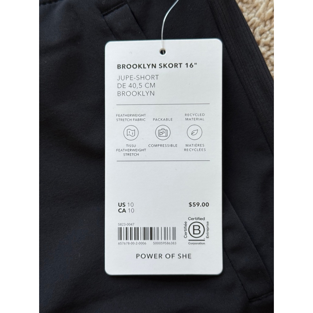 NWT Athleta Brooklyn Skort 16” Black Size 10 Zipper Pockets - Picture 3 of 3